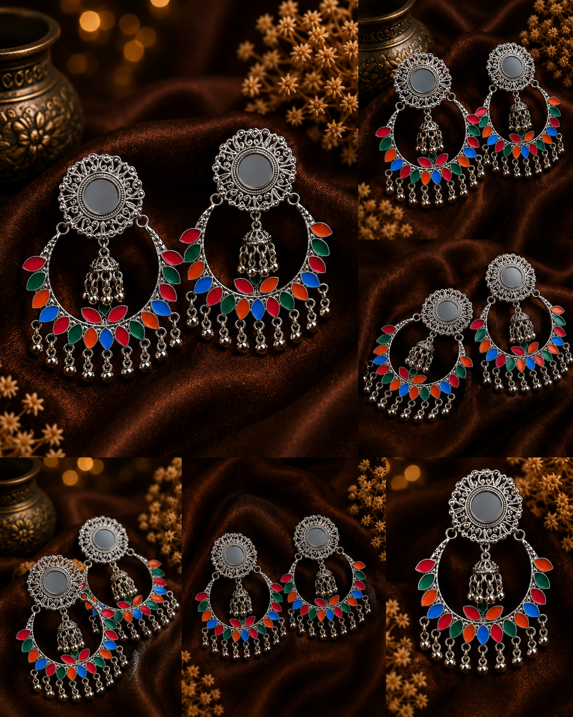 Navrang Mirror Chandbali Jhumka