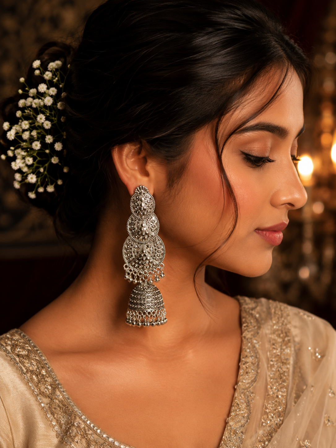 The Maharani Mayur Jhumkas